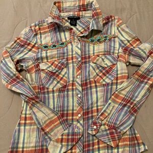 Western flannel cowgirl fitted shirt xs